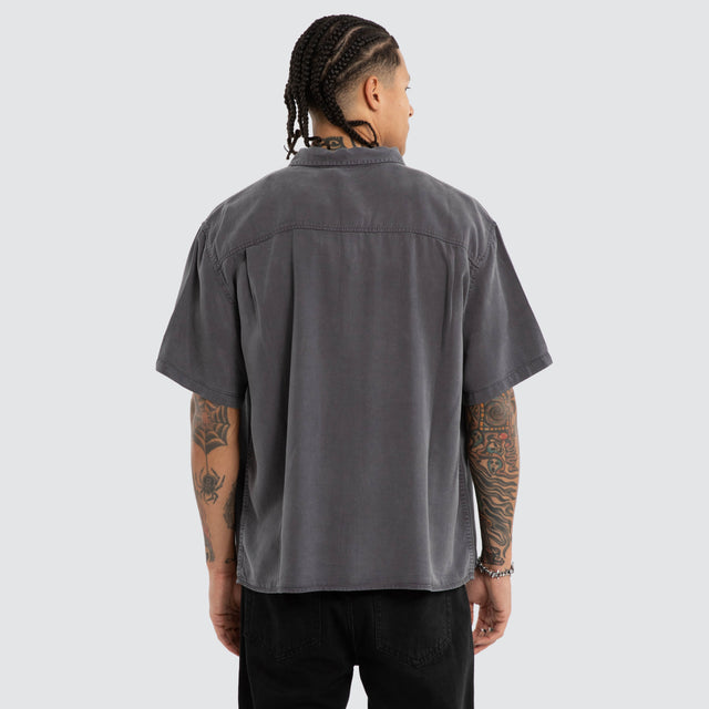 Acid Charcoal Short Sleeve Shirt Charcoal