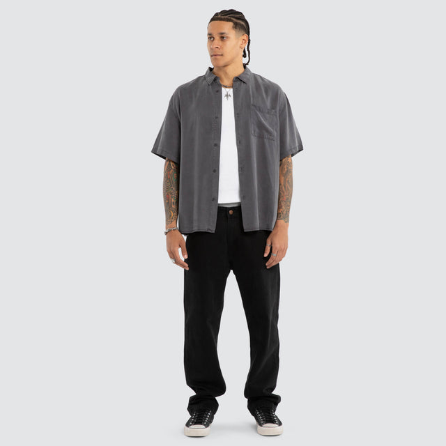 Acid Charcoal Short Sleeve Shirt Charcoal
