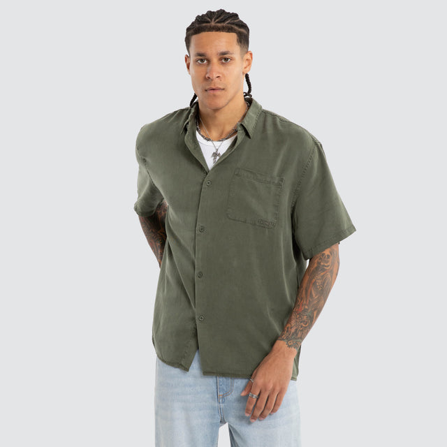 Acid Sage Short Sleeve Shirt Deep Lichen Green