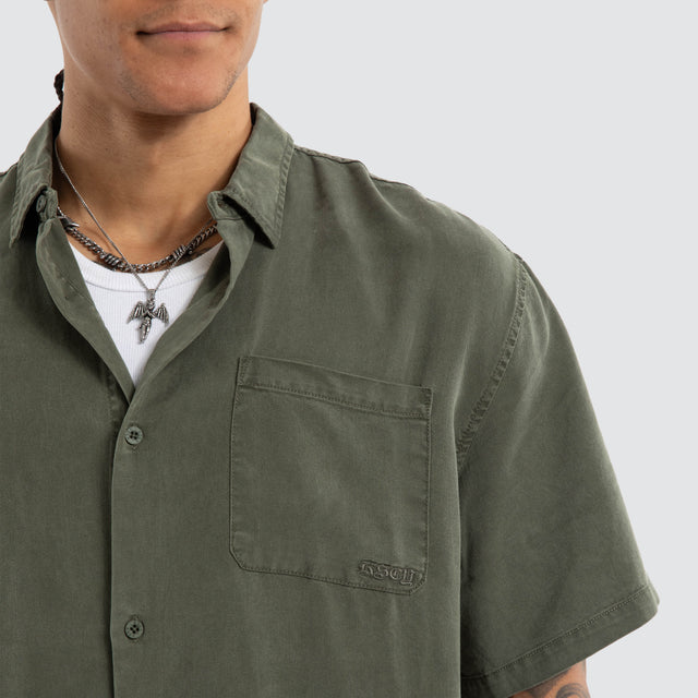 Acid Sage Short Sleeve Shirt Deep Lichen Green