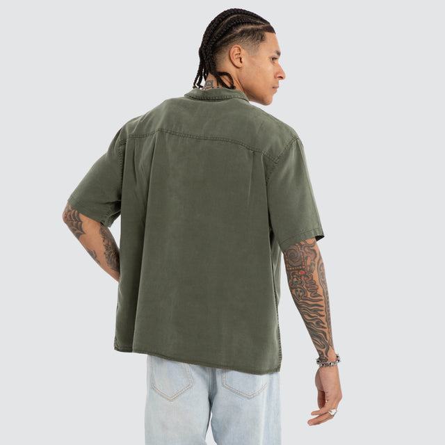 Acid Sage Short Sleeve Shirt Deep Lichen Green