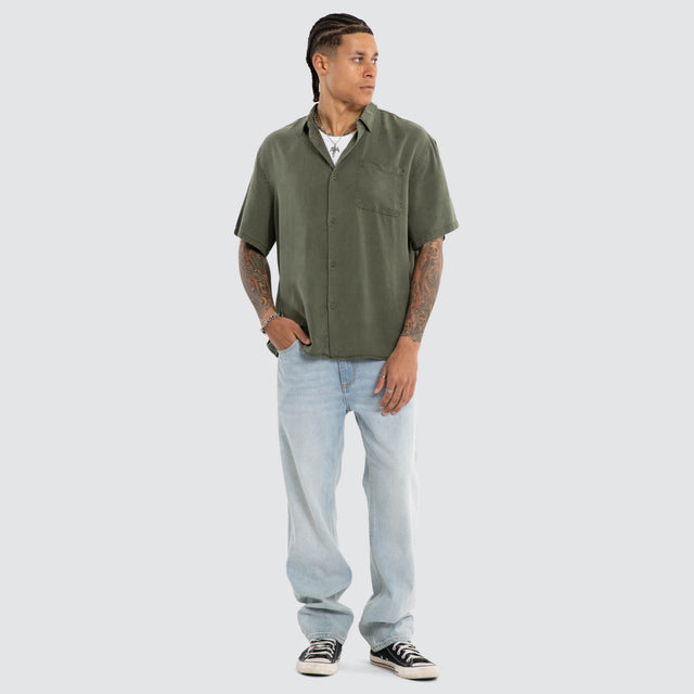 Acid Sage Short Sleeve Shirt Deep Lichen Green