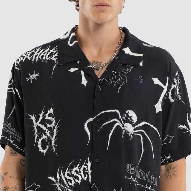 Haunting Relaxed Short Sleeve Shirt Anthracite Black
