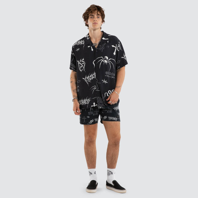 Haunting Relaxed Short Sleeve Shirt Anthracite Black