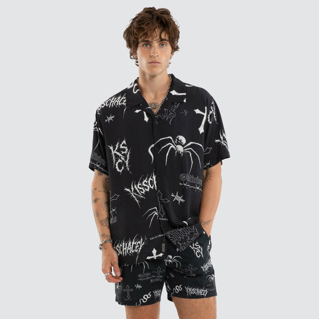 Haunting Relaxed Short Sleeve Shirt Anthracite Black