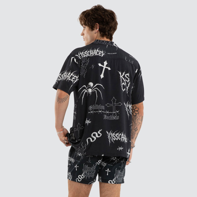 Haunting Relaxed Short Sleeve Shirt Anthracite Black