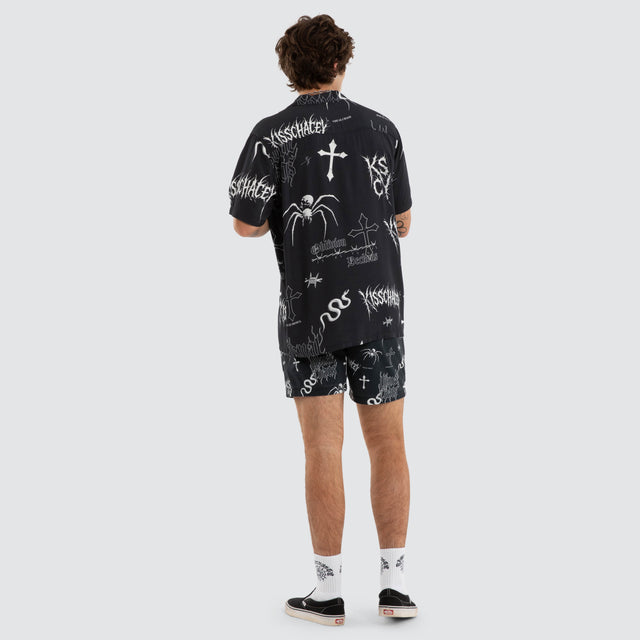 Haunting Relaxed Short Sleeve Shirt Anthracite Black