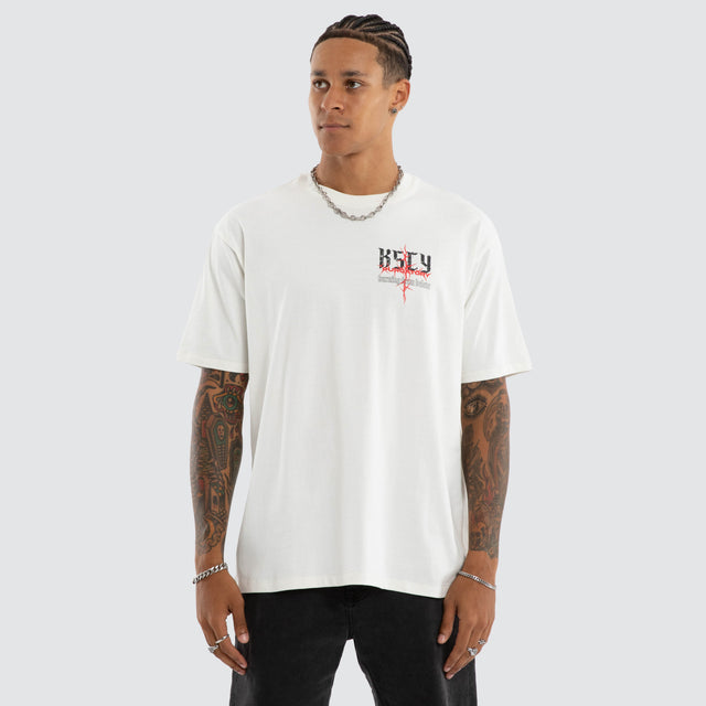 Burning Box Fit Tee Natural White