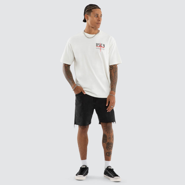 Burning Box Fit Tee Natural White