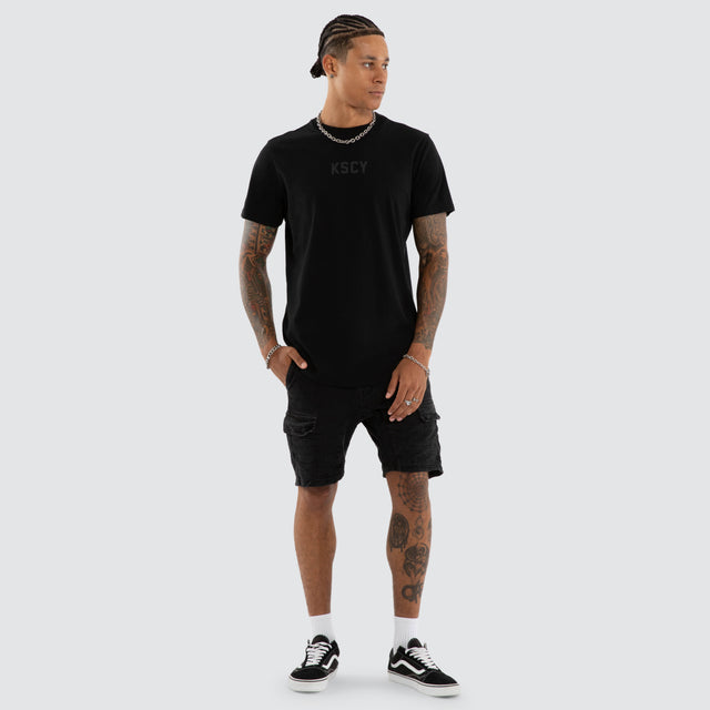 Frankie Dual Curved Tee Jet Black
