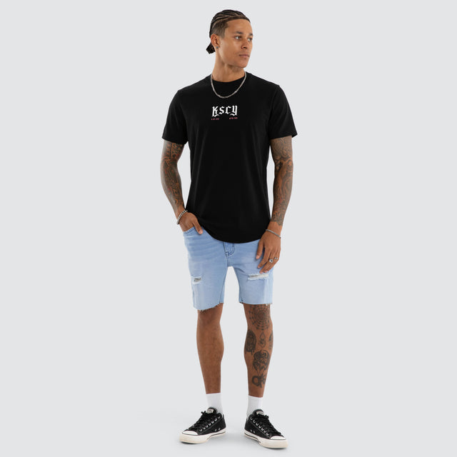 Grunge Dual Curved Tee Jet Black