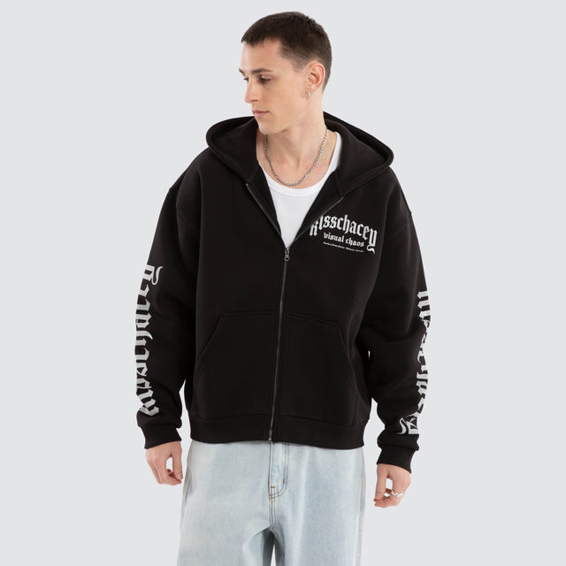 model wears Kingdom Street Zip Hoodie Jet Black Hoodies Black - image 3