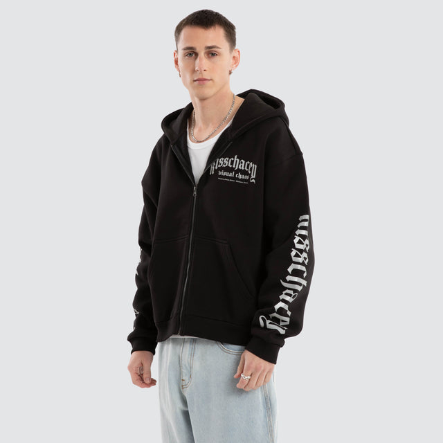 model wears Kingdom Street Zip Hoodie Jet Black Hoodies Black - image 5