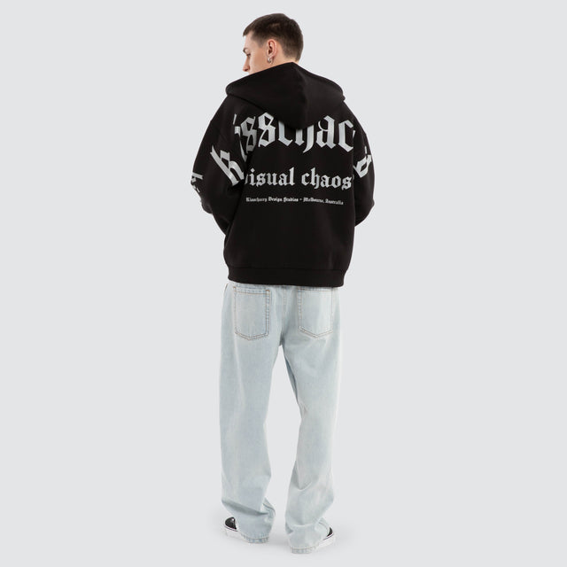 model wears Kingdom Street Zip Hoodie Jet Black Hoodies Black - image 4