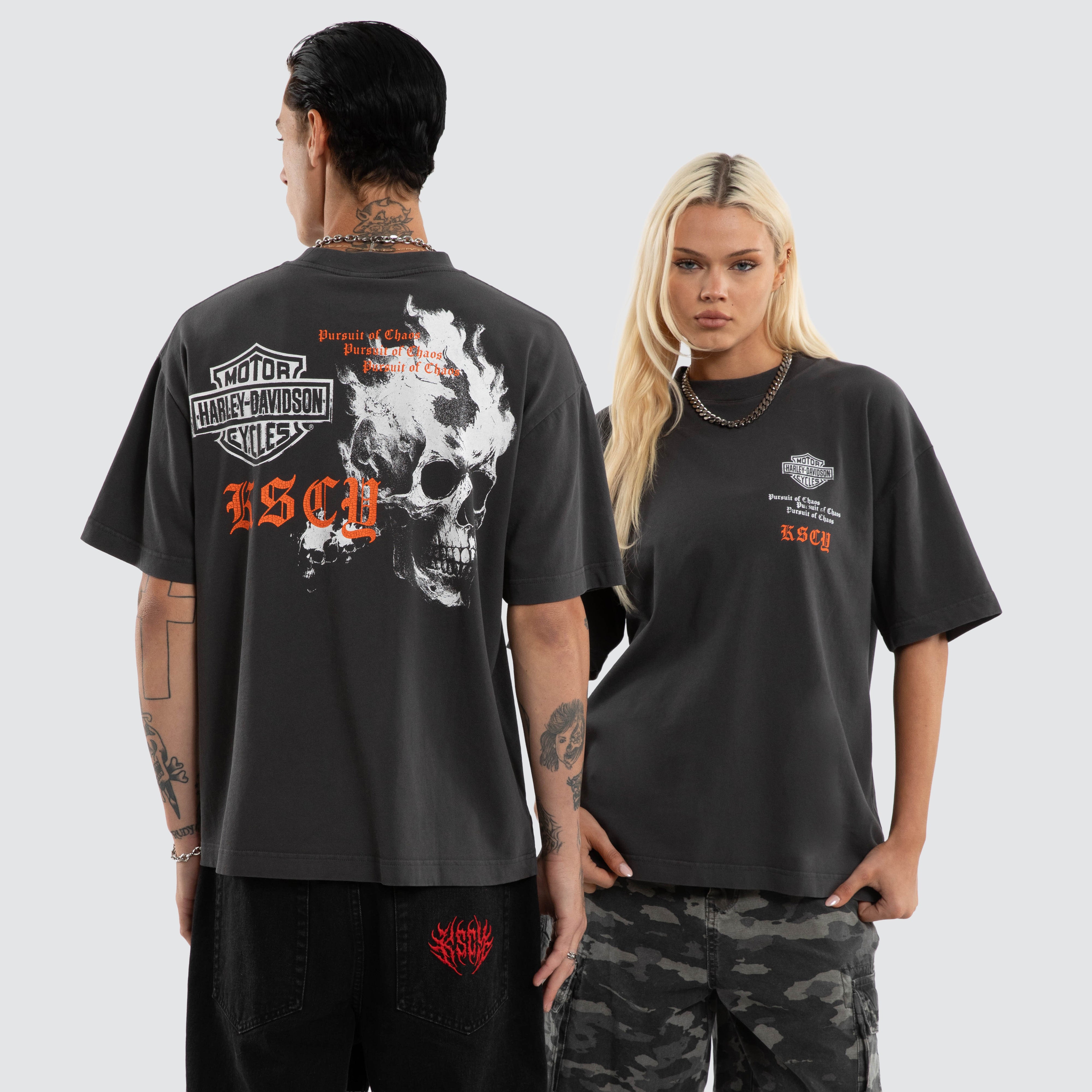 バイクウェア・装備 HARLEY-DAVIDSON REBEL WITH A CAUSE Tee Harley-Davidson x KSCY Engine Street Tee in Black | Neverland Store