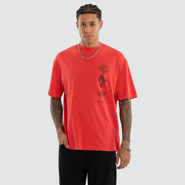 Chopper Street Tee Snow Scarlet