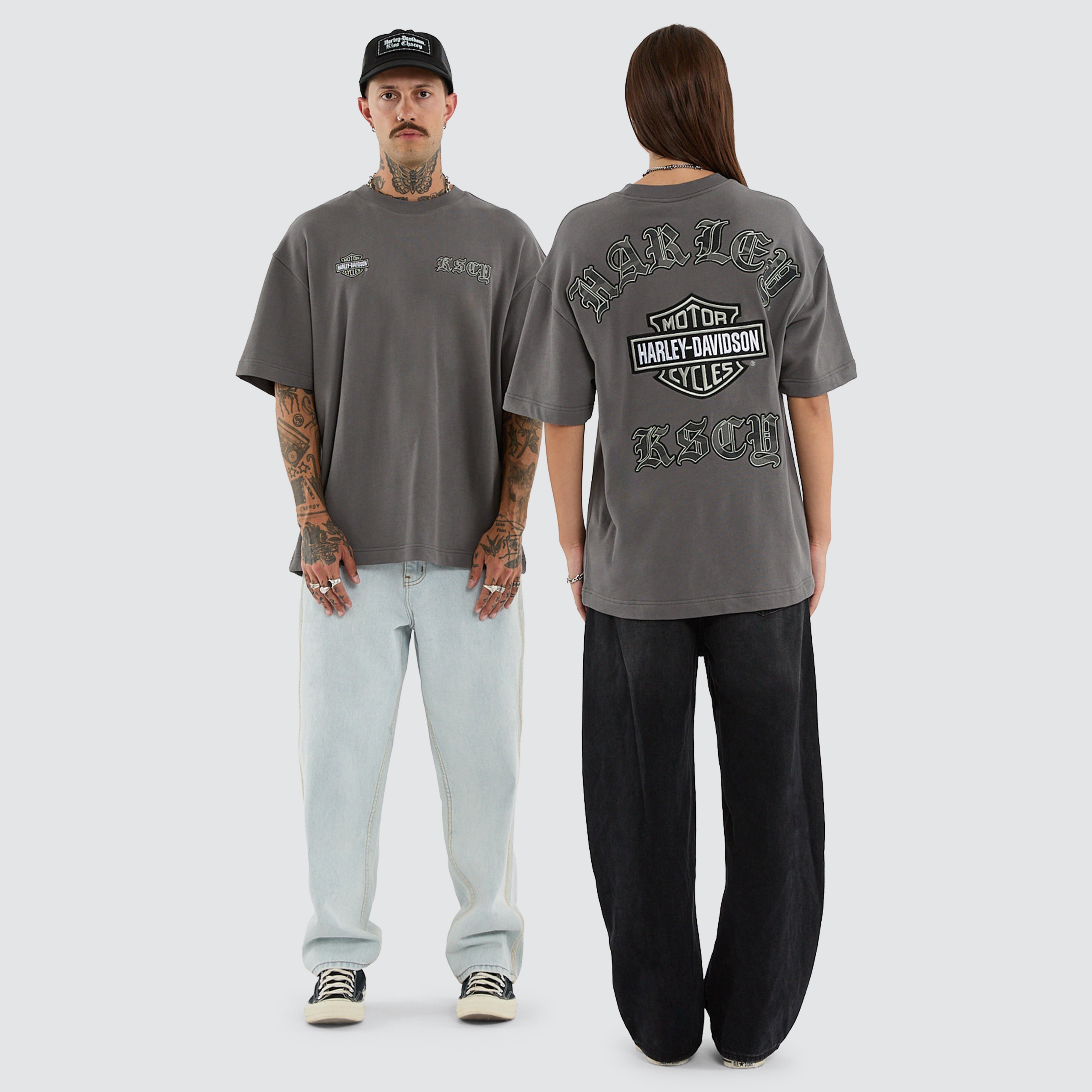 Harley-Davidson x KSCY Ride Street Tee in Grey | Neverland Store