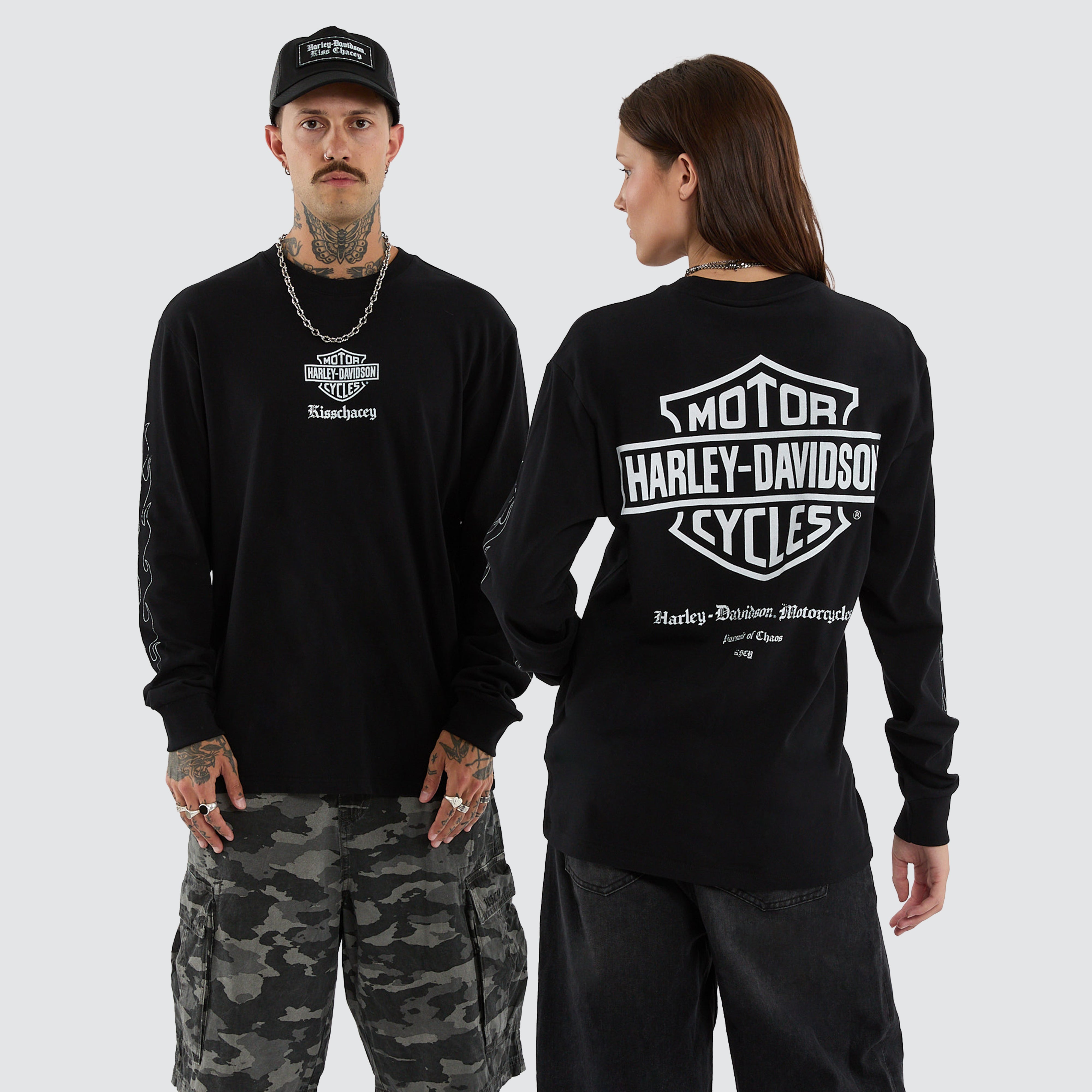 Harley-Davidson x KSCY Flames Long Sleeve Tee in Black | Neverland