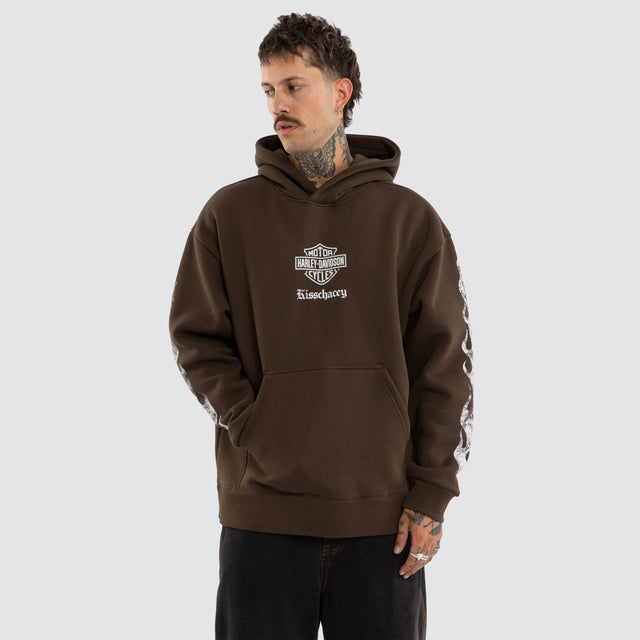 Model wears Freedom Relaxed Hoodie Slate Brown Hoodies Brown – image 2