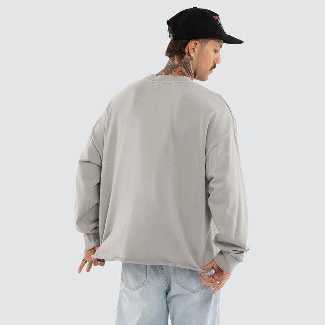 Member Box Fit Raw Hem Sweater Pigment Dove