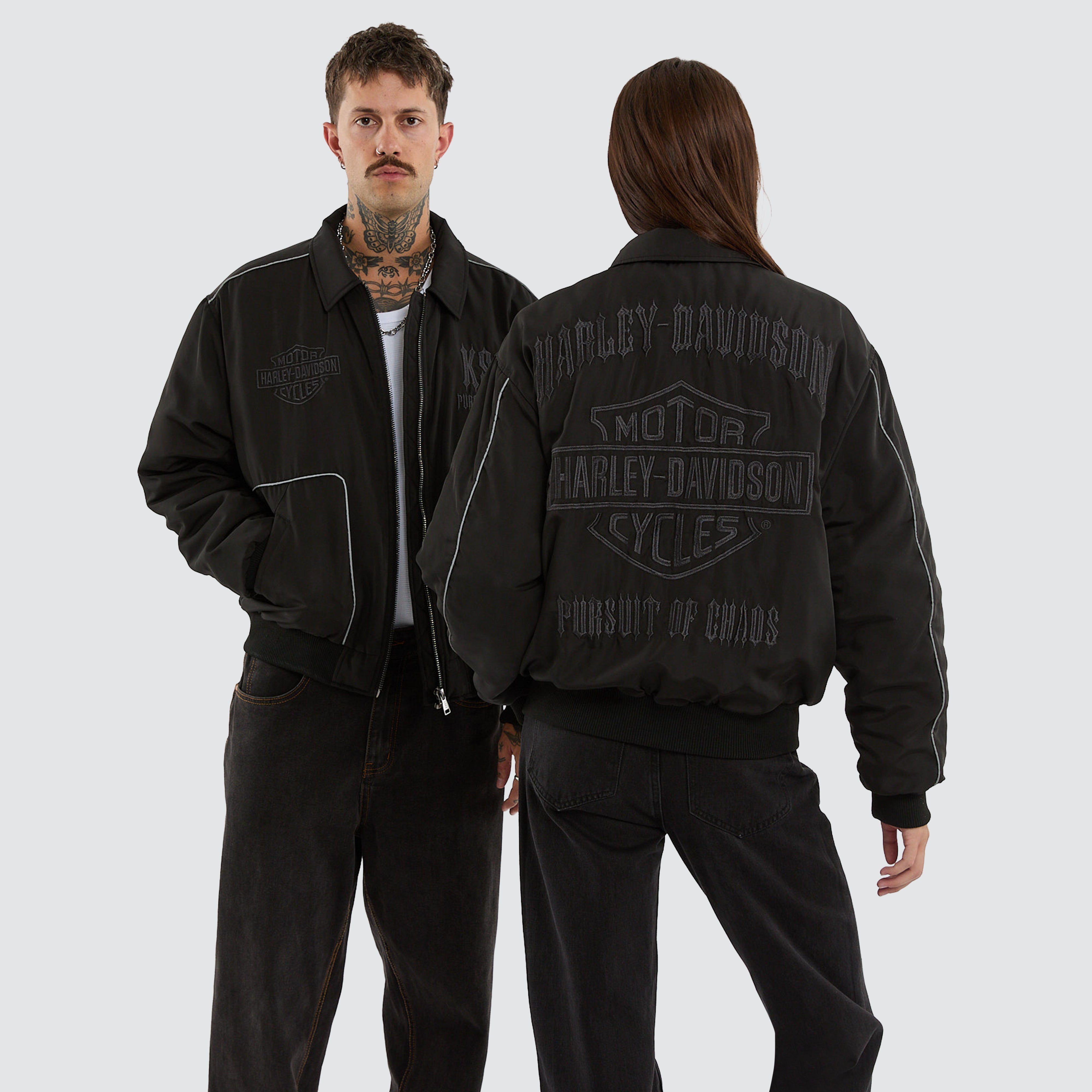 Harley-Davidson x KSCY Drill Bomber Jacket in Black | Neverland Store