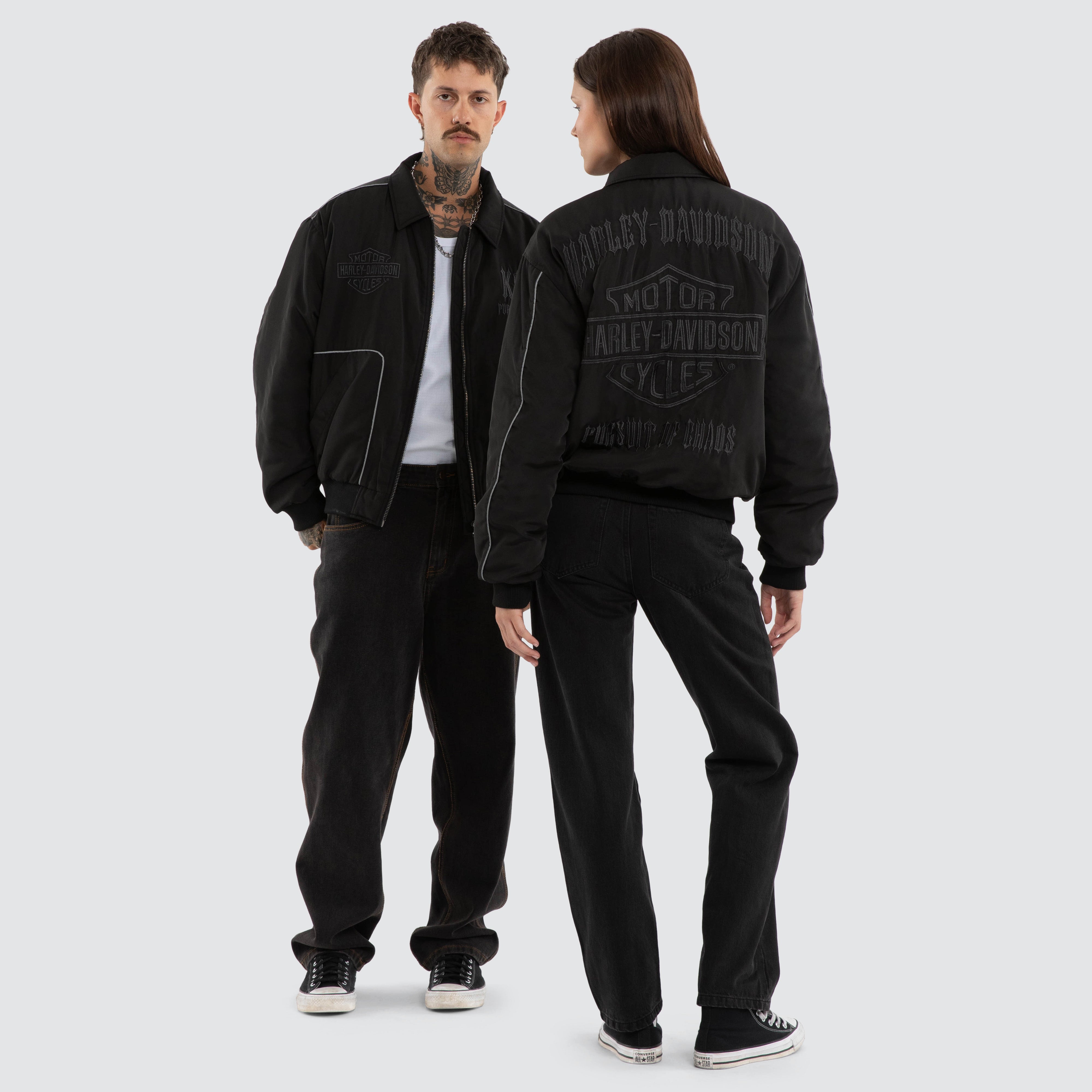 Harley-Davidson x KSCY Drill Bomber Jacket in Black | Neverland Store