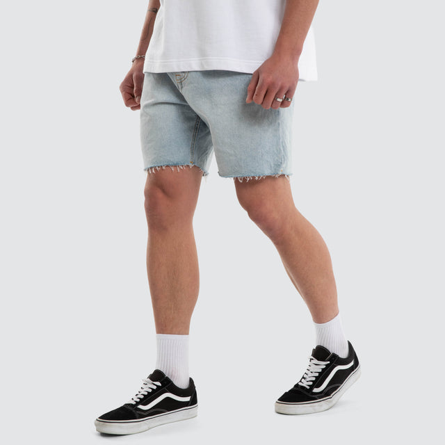 KS5 Slim Denim Shorts Sunbleached Blue