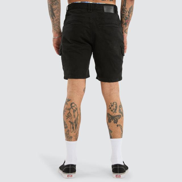 model wears Salem Cargo Short Obsidian Black Shorts Black - image 5