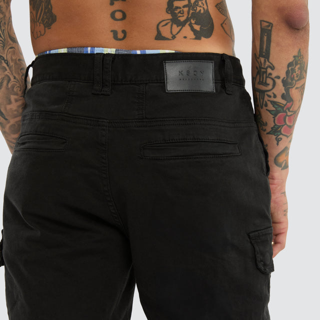 model wears Salem Cargo Short Obsidian Black Shorts Black - image 3