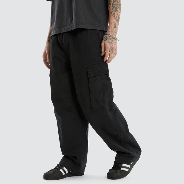 Tank Baggy Cargo Pant Washed Black