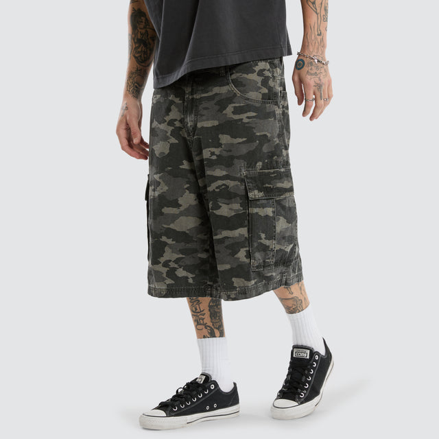 K7 Super Cargo Shorts Washed Camo