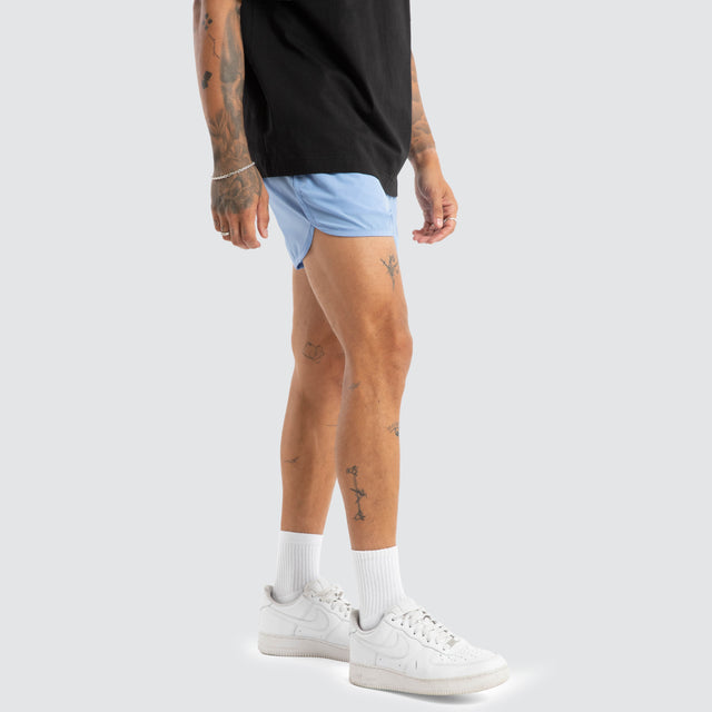 Model wears Darkside Elastic Waist Short Vista Blue Shorts Blue – image 5