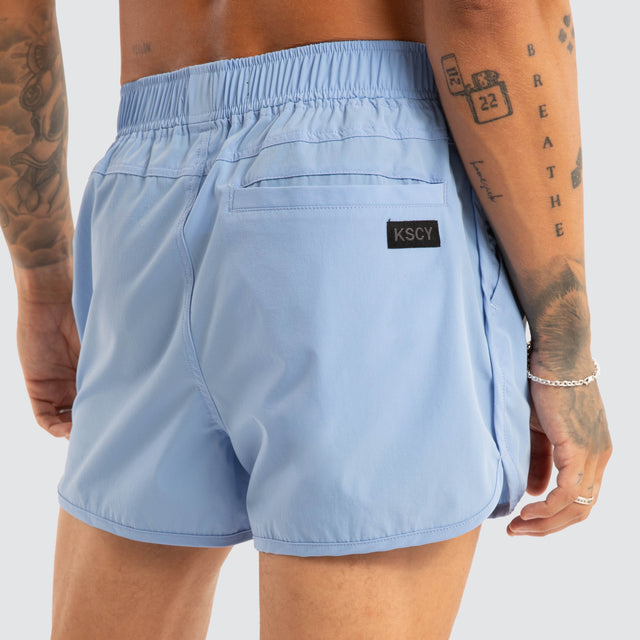 Model wears Darkside Elastic Waist Short Vista Blue Shorts Blue – image 2