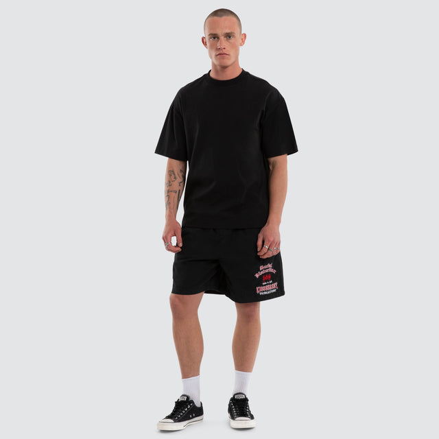 Model wears Anti Social Casual Walk Short Jet Black Shorts Black – image 3