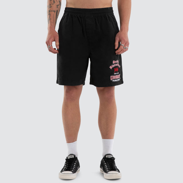 Model wears Anti Social Casual Walk Short Jet Black Shorts Black – image 5