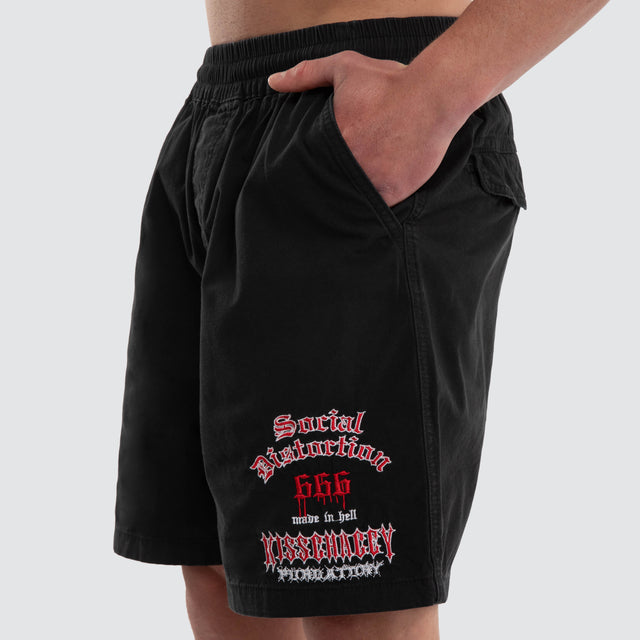 Model wears Anti Social Casual Walk Short Jet Black Shorts Black – image 4