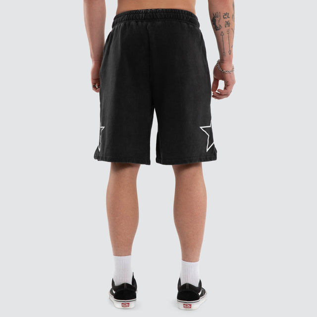 Model wears Cagey Loopback Basketball Short Mineral Black Shorts Black – image 2