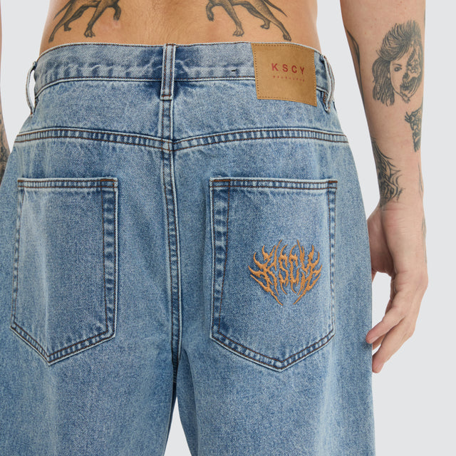 K6 Denim Jort Trashed Blue