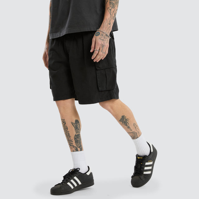 Mosh Baggy Cargo Short Jet Black
