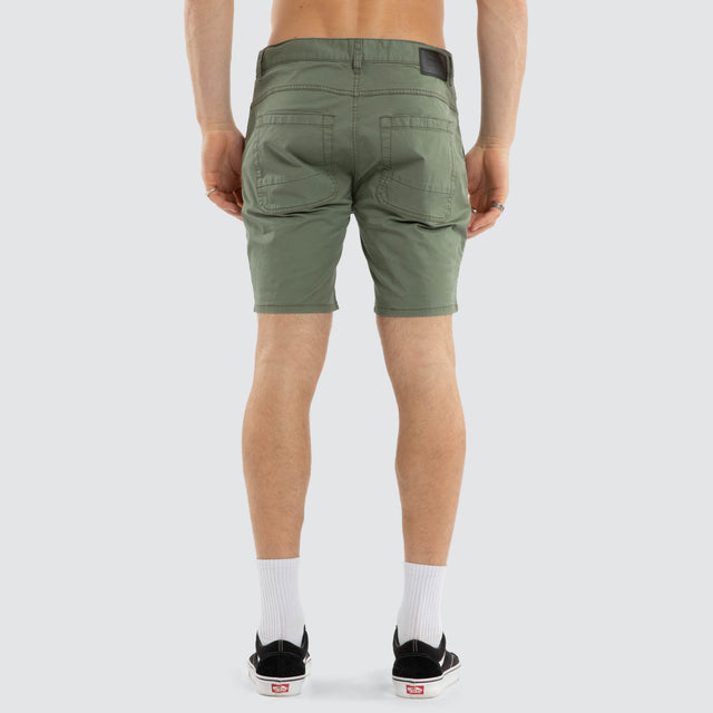 Model wears Wyvern Short Khaki Shorts Green – image 5