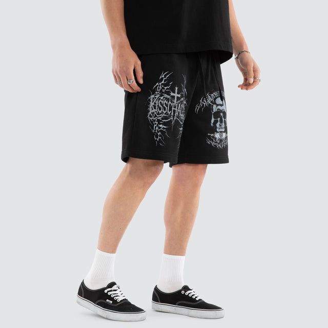 Model wears Hellborn Trackshort Jet Black Trackshorts Black – image 5