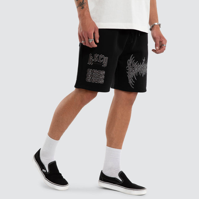 Model wears Threshold Trackshort Jet Black Trackshorts Black – image 2