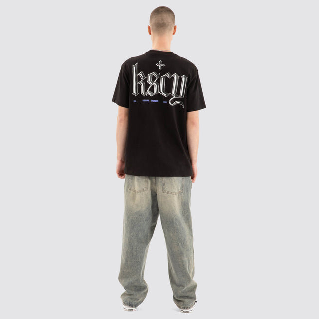 model wears Entangled Relaxed Tee Jet Black T-Shirts Black - image 4