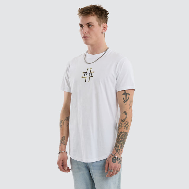 Believe Dual Curved Tee Optical White