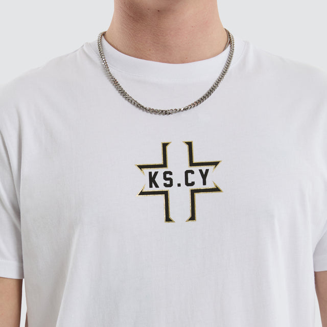 Believe Dual Curved Tee Optical White