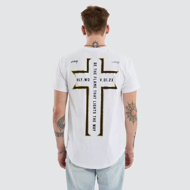 Believe Dual Curved Tee Optical White