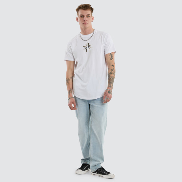 Believe Dual Curved Tee Optical White