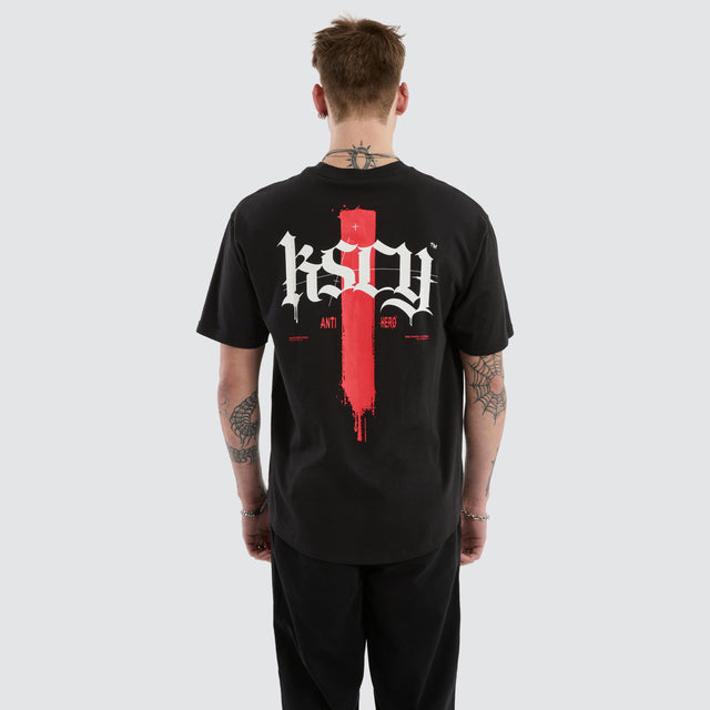 Villian Box Fit Scoop Tee Jet Black