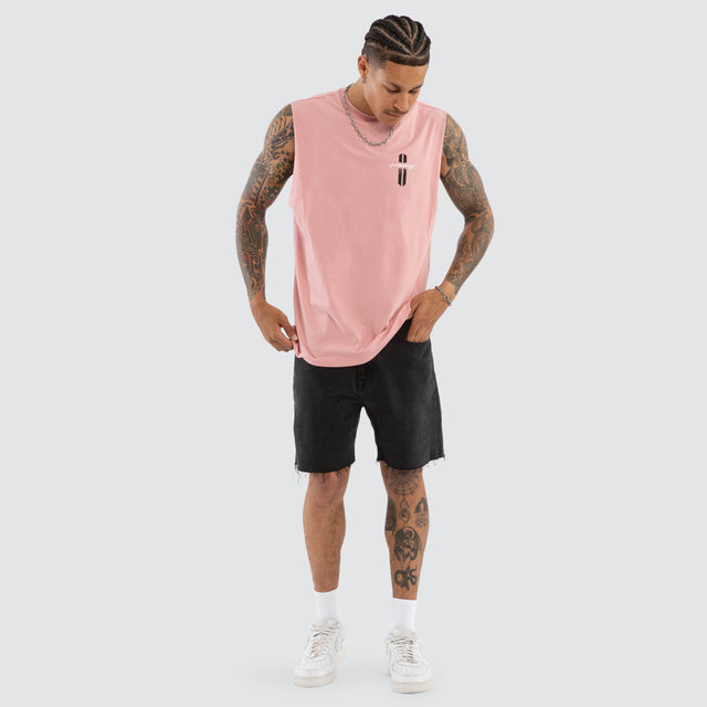Model wears Pillar Relaxed Muscle Rose Muscle Tees Pink – image 2