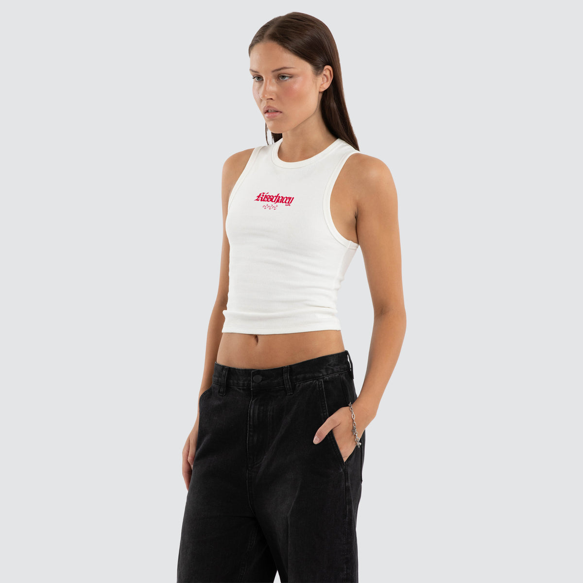 Astrid Rib Tank Natural White | Neverland Store